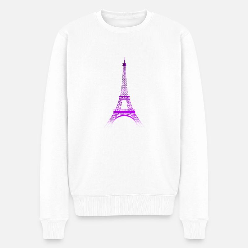 Tour Eiffel (dégradé violet-pourpre) - Pull Premium bio Homme - blanc