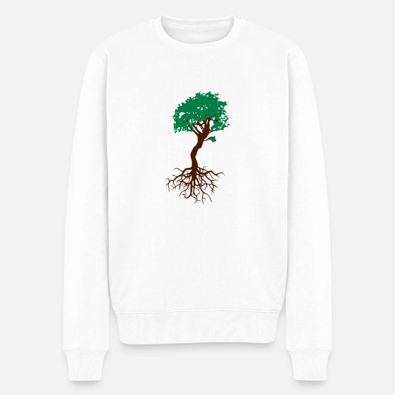Bonsai Baum mit Wurzeln Lebensbaum - Männer Premium Bio Pullover - Weiß
