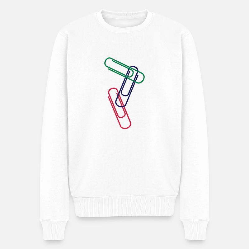 3 Büroklammern bunt rund - Männer Premium Bio Pullover - Weiß