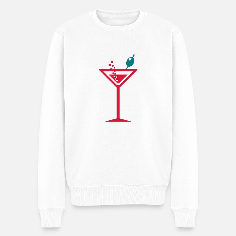 Cocktail mit Olive - Männer Premium Bio Pullover - Weiß