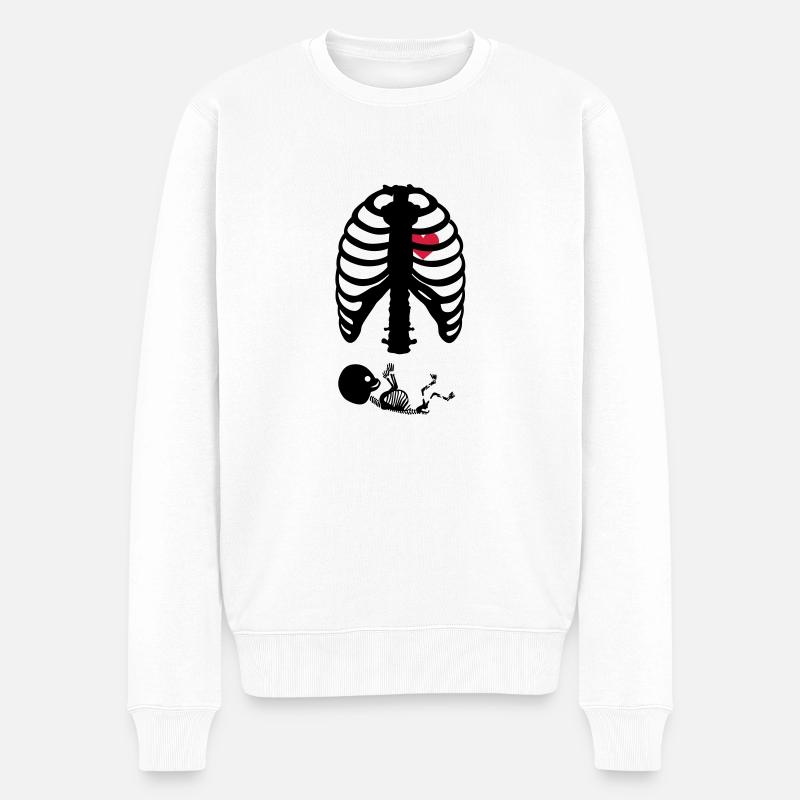 Schwangerschaft Skelett Rippen - Männer Premium Bio Pullover - Weiß
