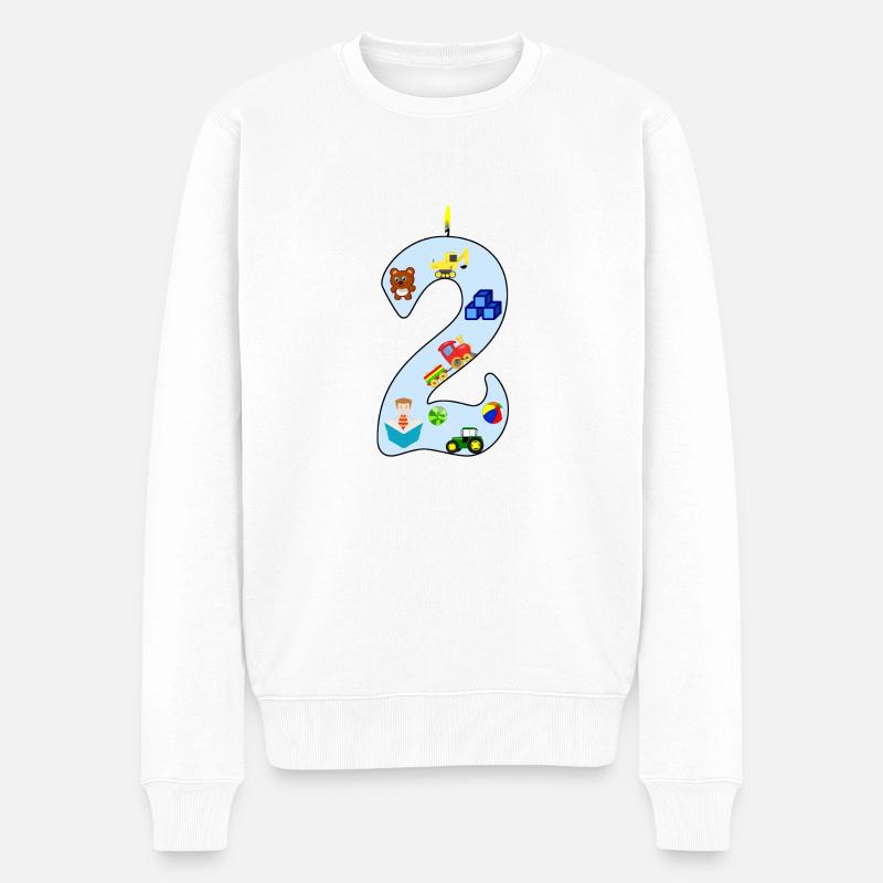 Zweiter Geburtstag Bagger Trecker Geschenk 2 Jahre - Männer Premium Bio Pullover - Weiß