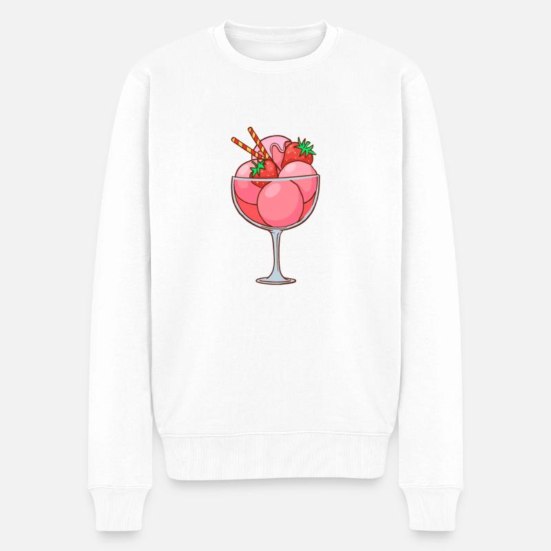 Eis Speiseeis Eiskrem Eiscreme Kugeleis Eisbecher - Männer Premium Bio Pullover - Weiß