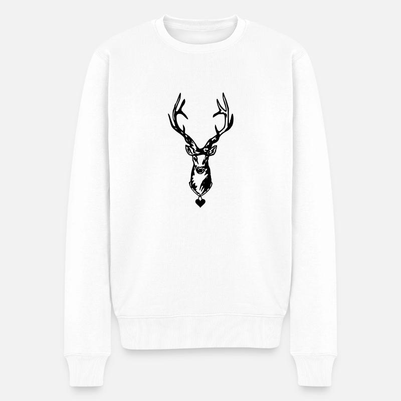 Wiesn Hirsch - - Männer Premium Bio Pullover - Weiß