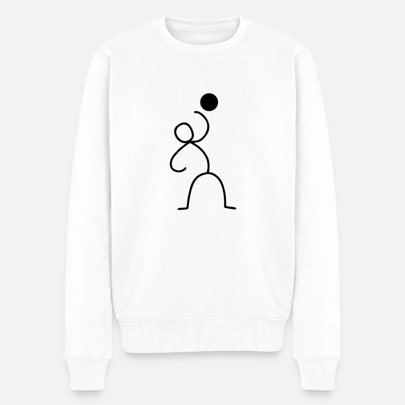 Strichmännchen - Volleyball - Männer Premium Bio Pullover - Weiß