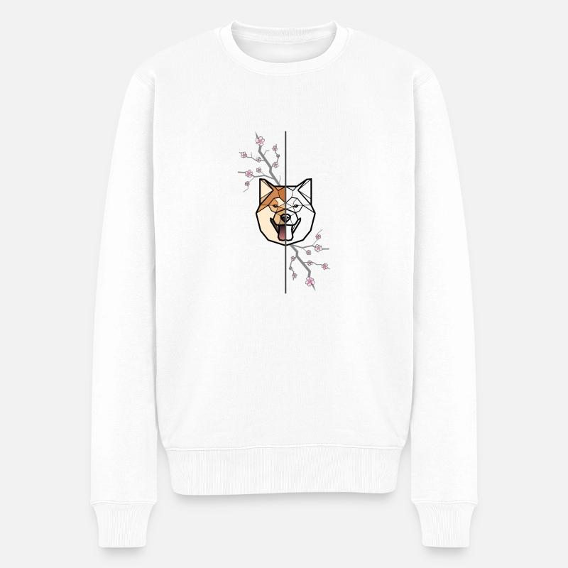Shiba Inu - Doppelseite - Männer Premium Bio Pullover - Weiß