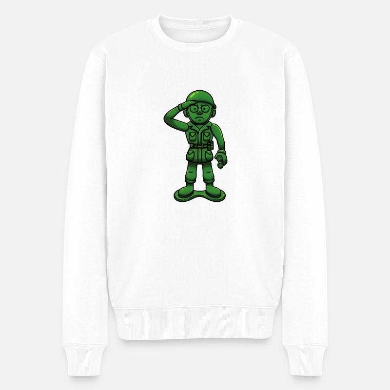 Soldat militaire vert Toy Sergeant saluant - Pull Premium bio Homme - blanc