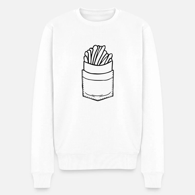 Hemdtasche Pommes Frites - Männer Premium Bio Pullover - Weiß