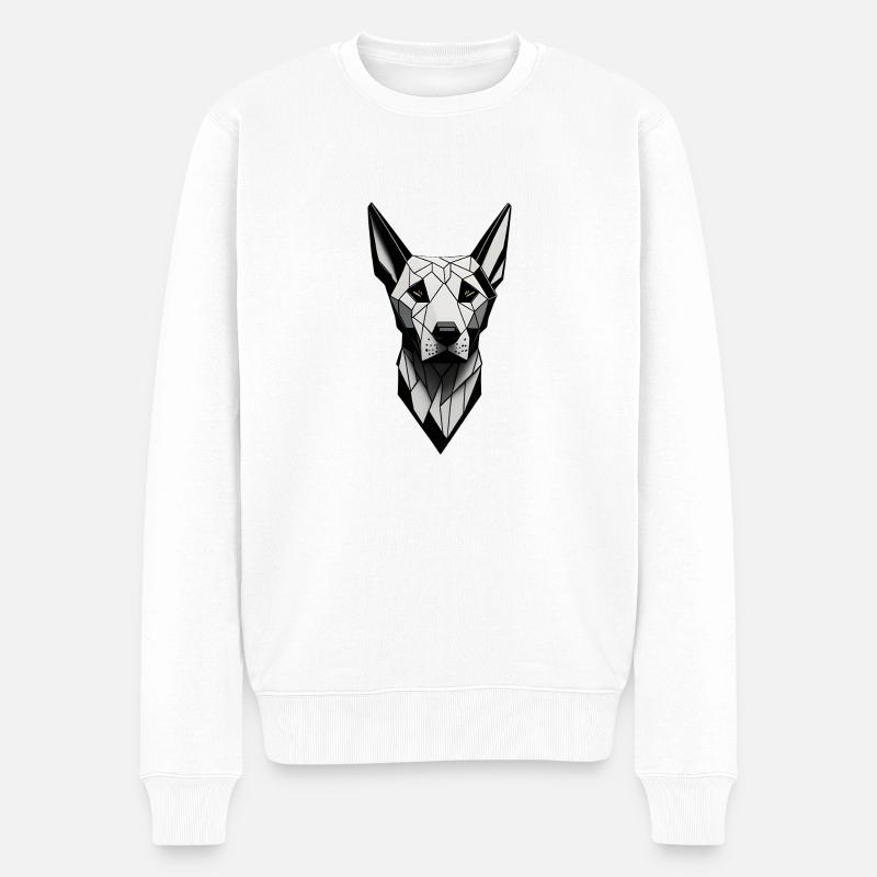 Geometrischer Dobermann Hund - Männer Premium Bio Pullover - Weiß