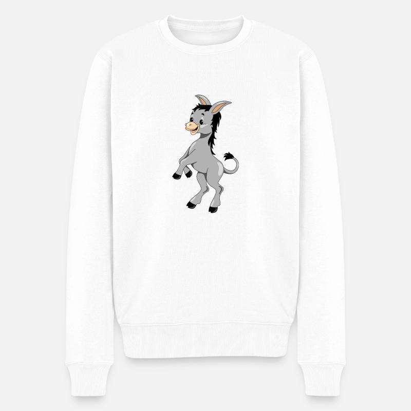 Fröhlich tanzender Esel - Männer Premium Bio Pullover - Weiß