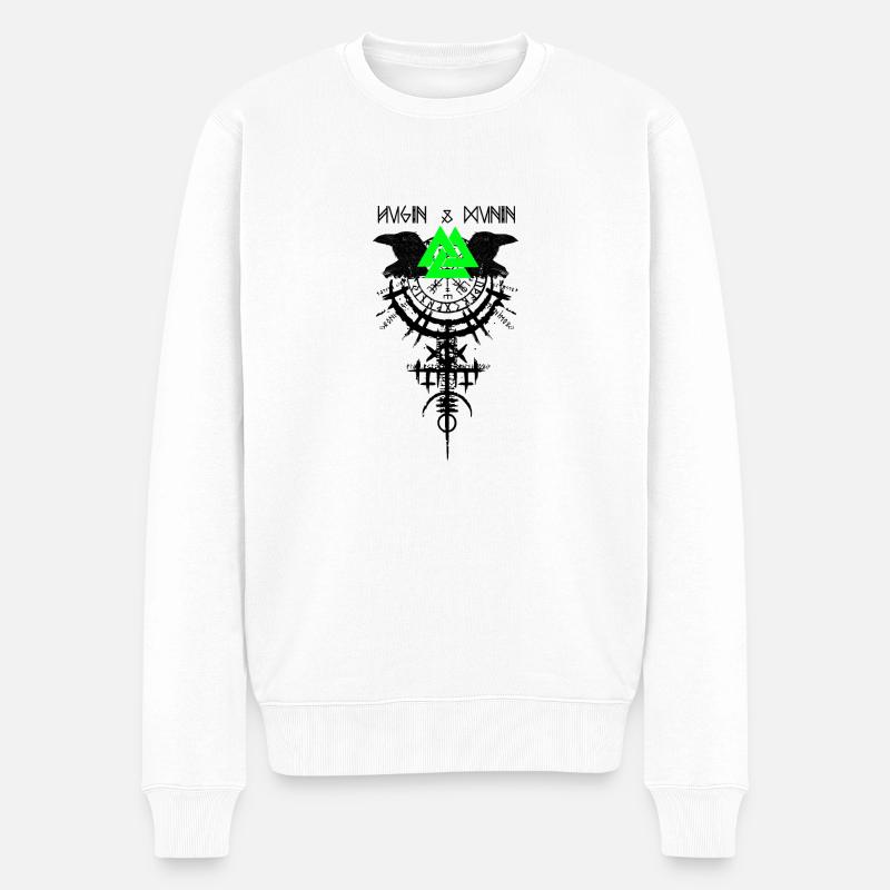 Hugin et Munin Ravens Vikings et Celtes d’Odin - Pull Premium bio Homme - blanc