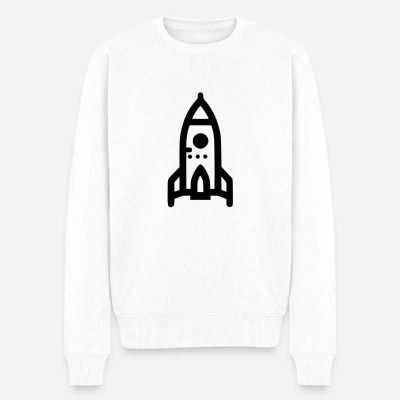 Rakete - Männer Premium Bio Pullover - Weiß