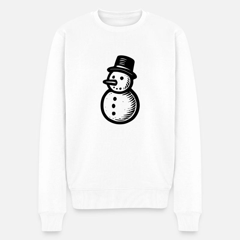 Schneemann - Männer Premium Bio Pullover - Weiß