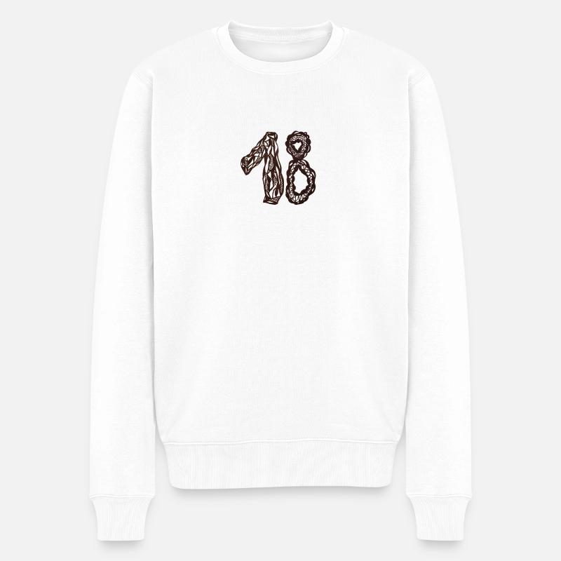 18 - Männer Premium Bio Pullover - Weiß