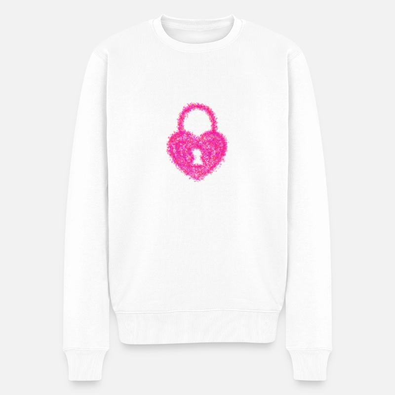 HERZVERSCHLUSS - Männer Premium Bio Pullover - Weiß