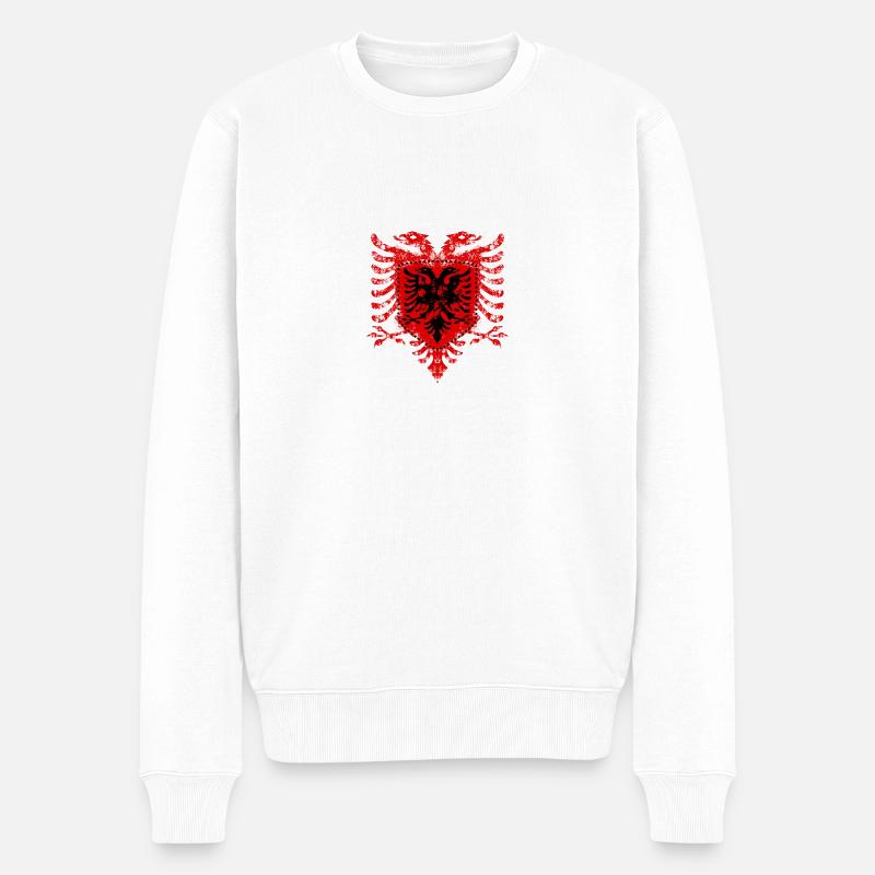 Albanien - Männer Premium Bio Pullover - Weiß