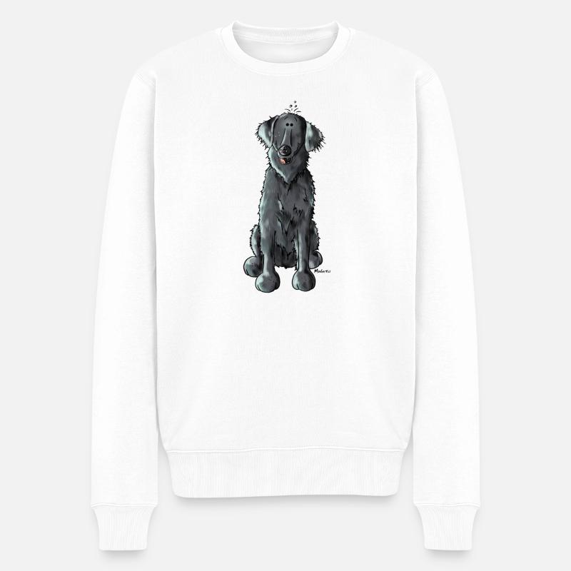 Lustiger Flat Coated Retriever - Hund - Männer Premium Bio Pullover - Weiß
