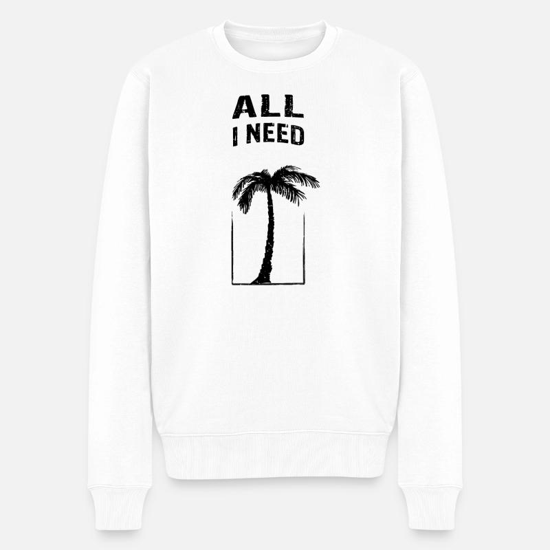 ALL I NEED ganze Palme - Männer Premium Bio Pullover - Weiß