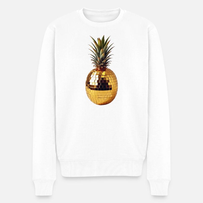 Disco Party Früchte, Ananas - Männer Premium Bio Pullover - Weiß