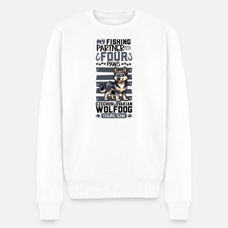 Angeln und Tschechoslowakischer Wolfhund - Männer Premium Bio Pullover - Weiß