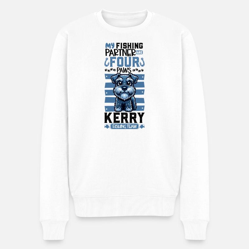 Pêche et Kerry Blue Terrier - Pull Premium bio Homme - blanc