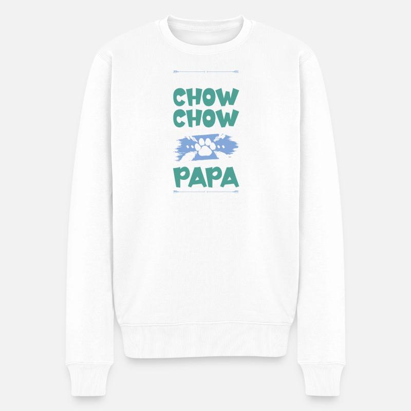 chow chow hunde papa - Männer Premium Bio Pullover - Weiß