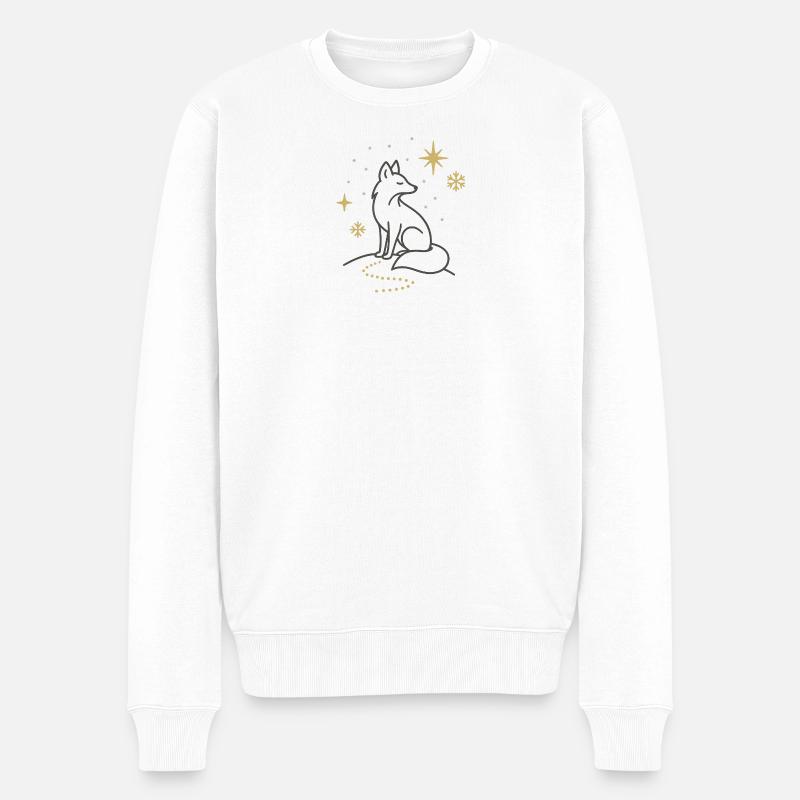 Silhouette de loup de lune avec des étoiles - Pull Premium bio Homme - blanc
