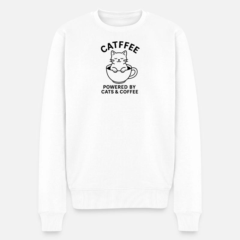Chat dans une tasse à café - Pull Premium bio Homme - blanc