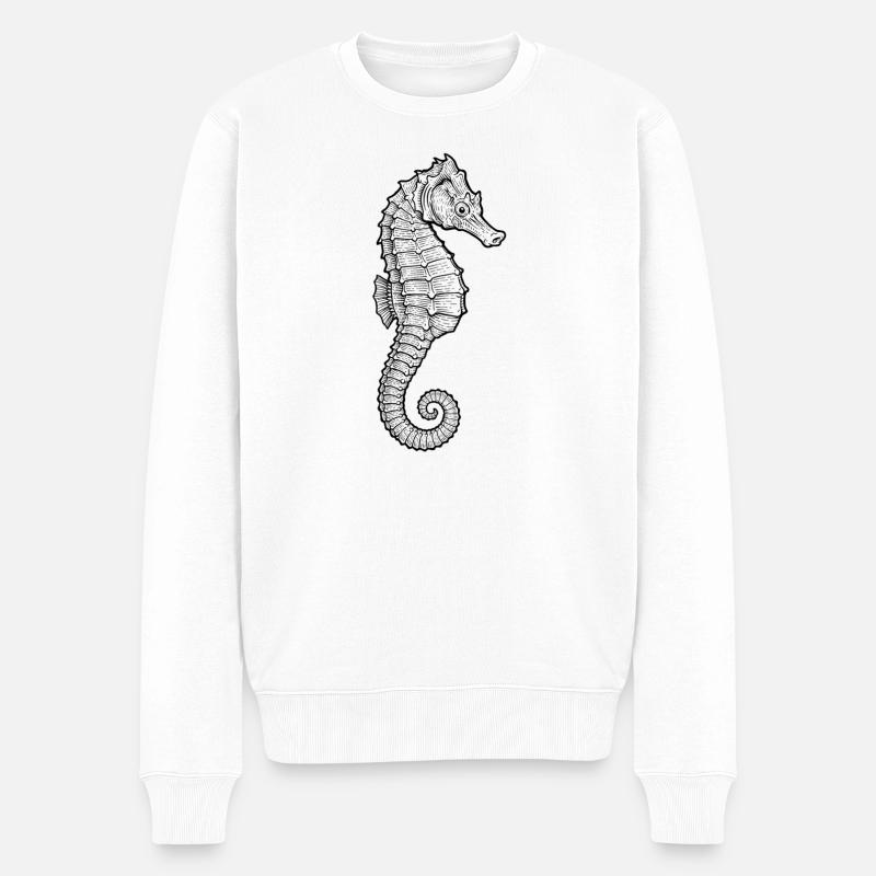 Seepferdchen - Männer Premium Bio Pullover - Weiß