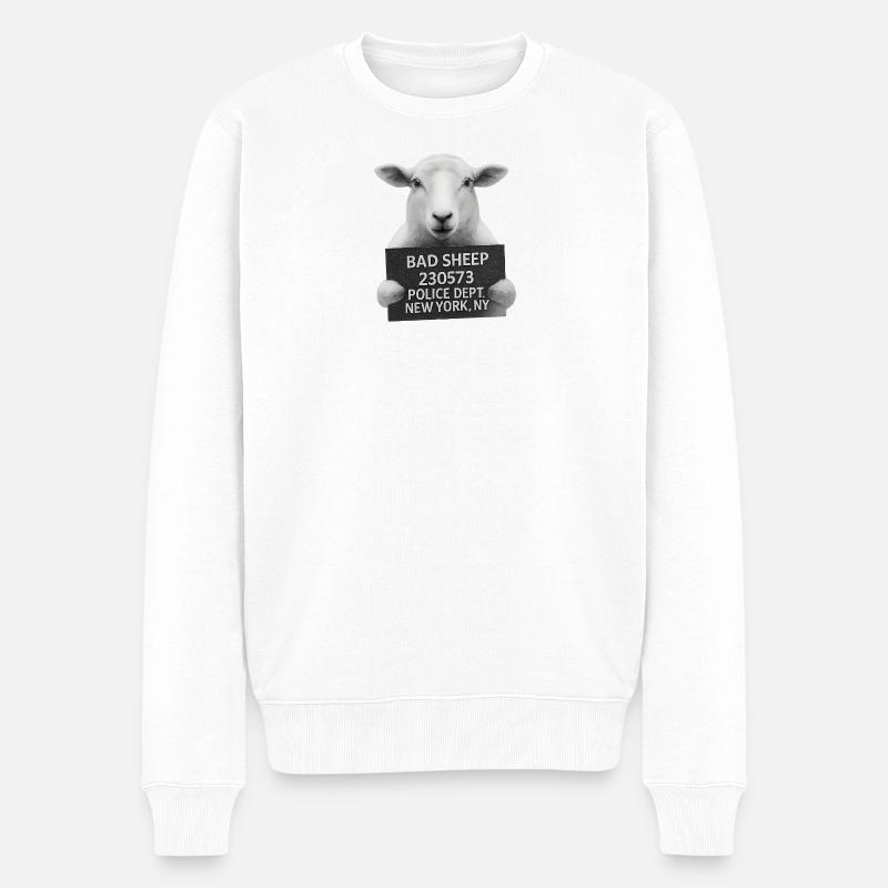 Motif du bouclier de mouton mauvais - Pull Premium bio Homme - blanc