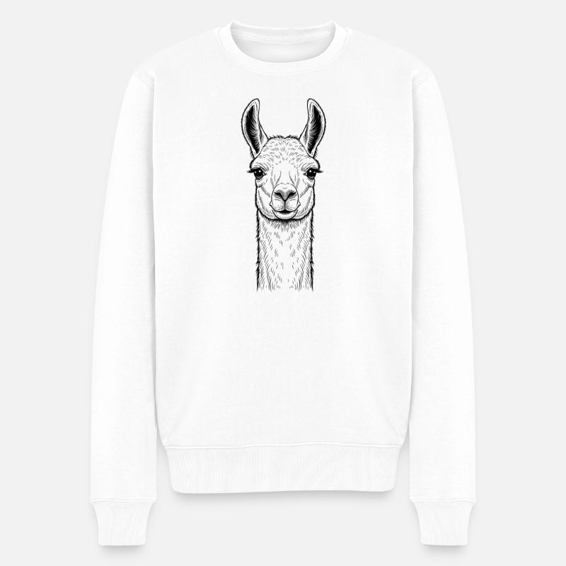 Lama - Männer Premium Bio Pullover - Weiß