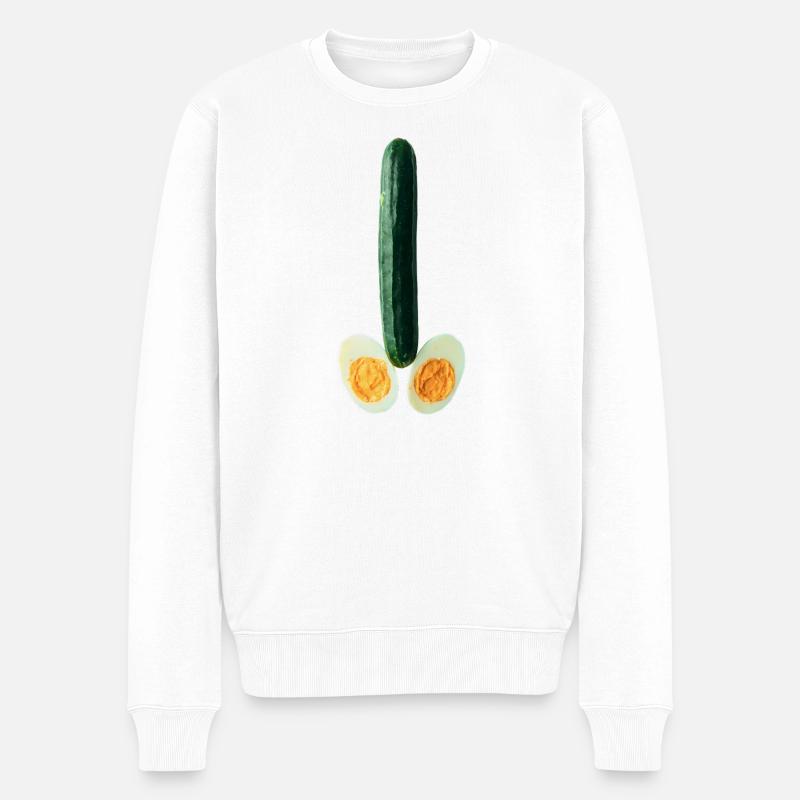 Salatgurke mit Ei - Männer Premium Bio Pullover - Weiß