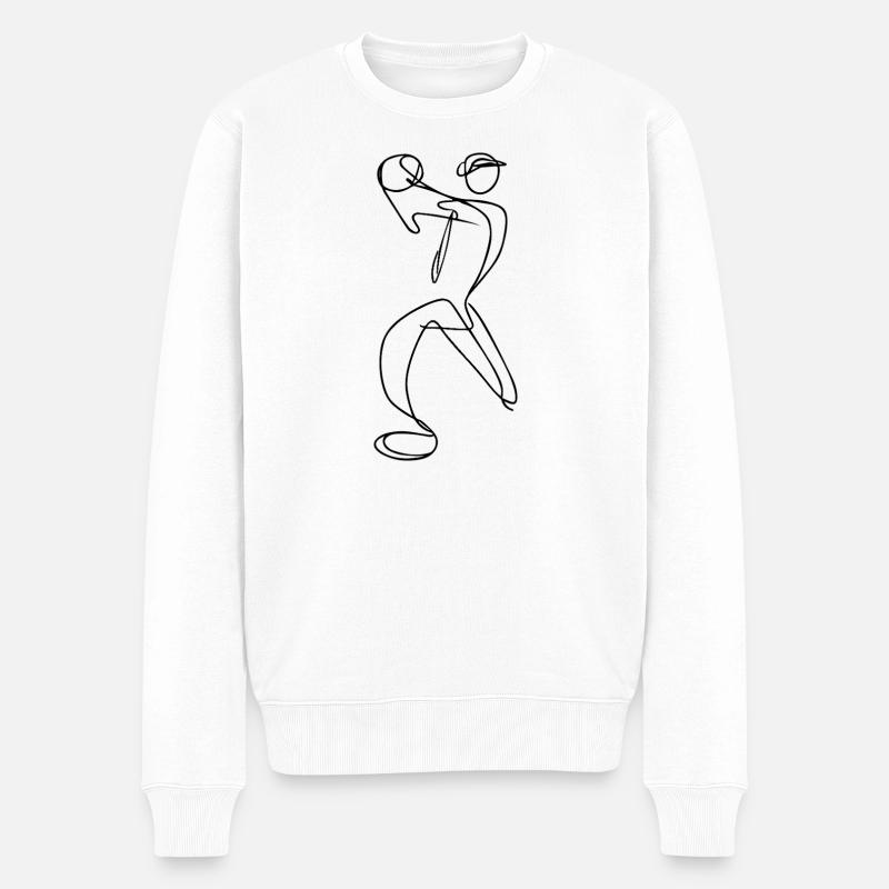 Cricket Bowler Zeichnung - Männer Premium Bio Pullover - Weiß