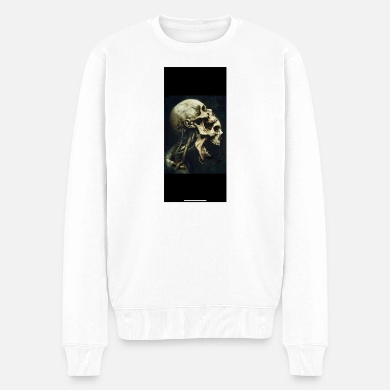 Tête de squelette au visage hurlant - Pull Premium bio Homme - blanc
