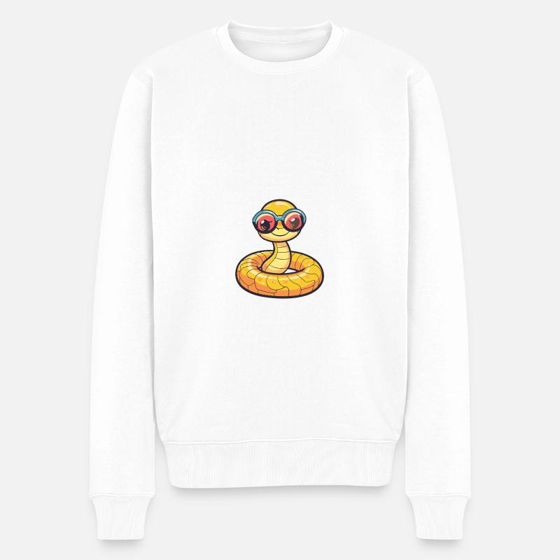 Schlange Kobra Comic Cool - Männer Premium Bio Pullover - Weiß