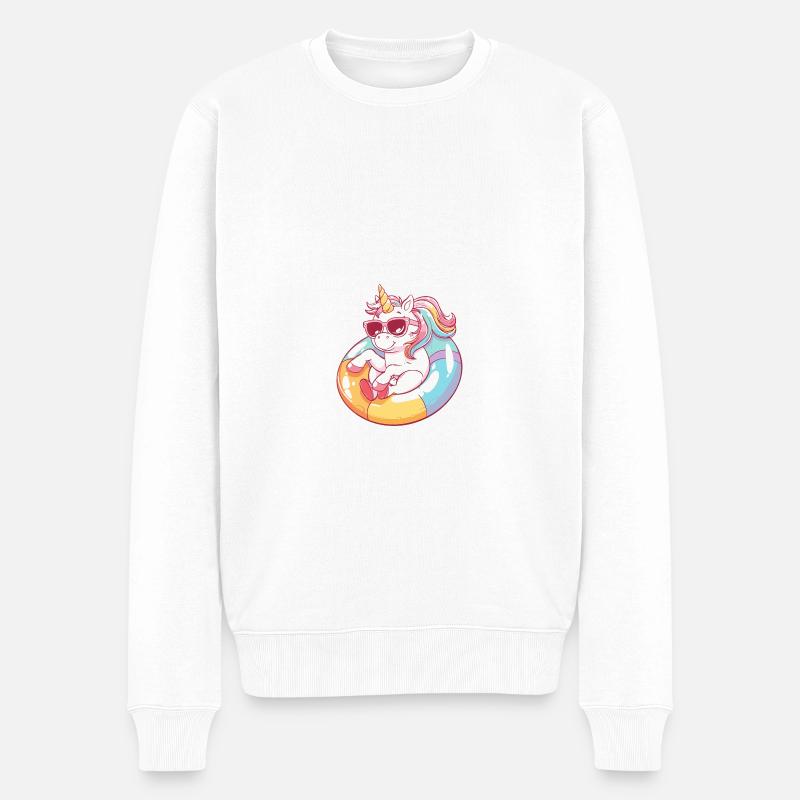 Einhorn Comic Cool - Männer Premium Bio Pullover - Weiß