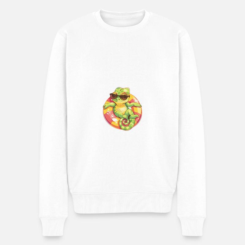 Caméléon Bande Dessinée Cool - Pull Premium bio Homme - blanc