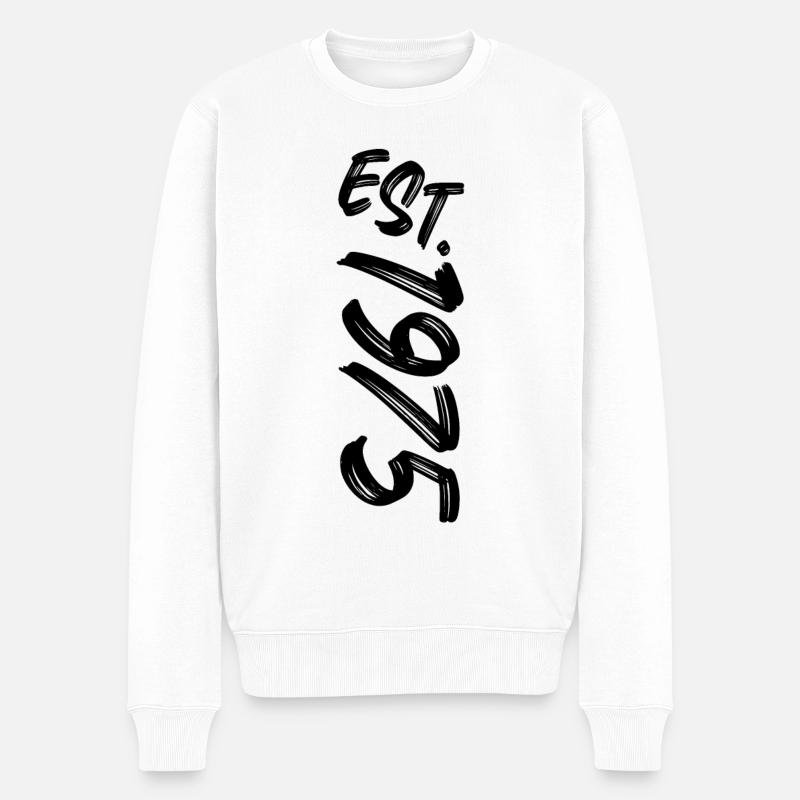 Est. 1975 - Established 1975 - Geburtstag Geschenk - Männer Premium Bio Pullover - Weiß