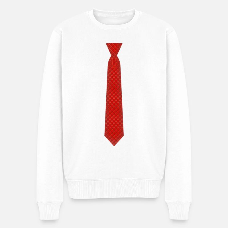 Rote Krawatte Royal - Männer Premium Bio Pullover - Weiß