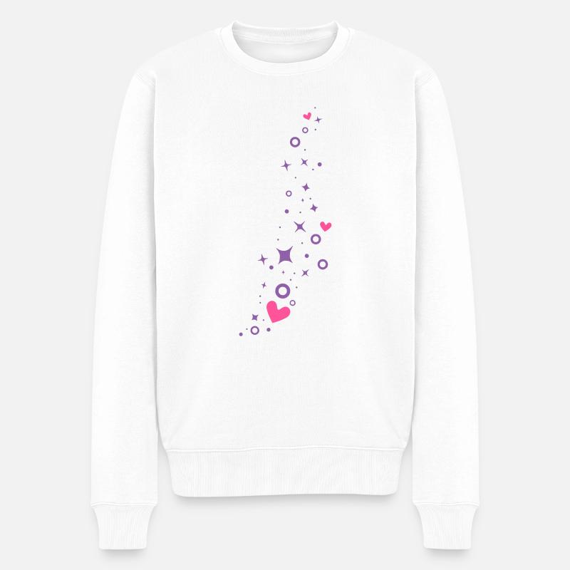 Glitzer mit Herzen Herzchen - Männer Premium Bio Pullover - Weiß