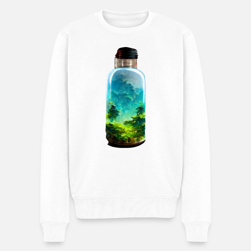 Flasche mit einem Wald - Männer Premium Bio Pullover - Weiß