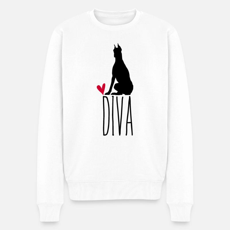 Diva Doberman Pfotschafter Design - Pull Premium bio Homme - blanc