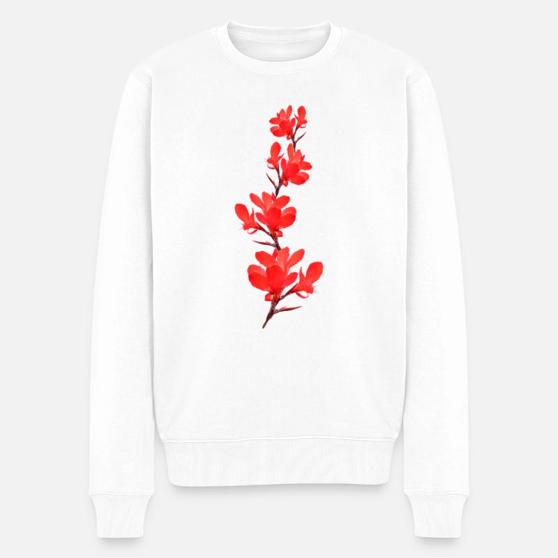 Tube de fleurs Fleurs rouges - Pull Premium bio Homme - blanc
