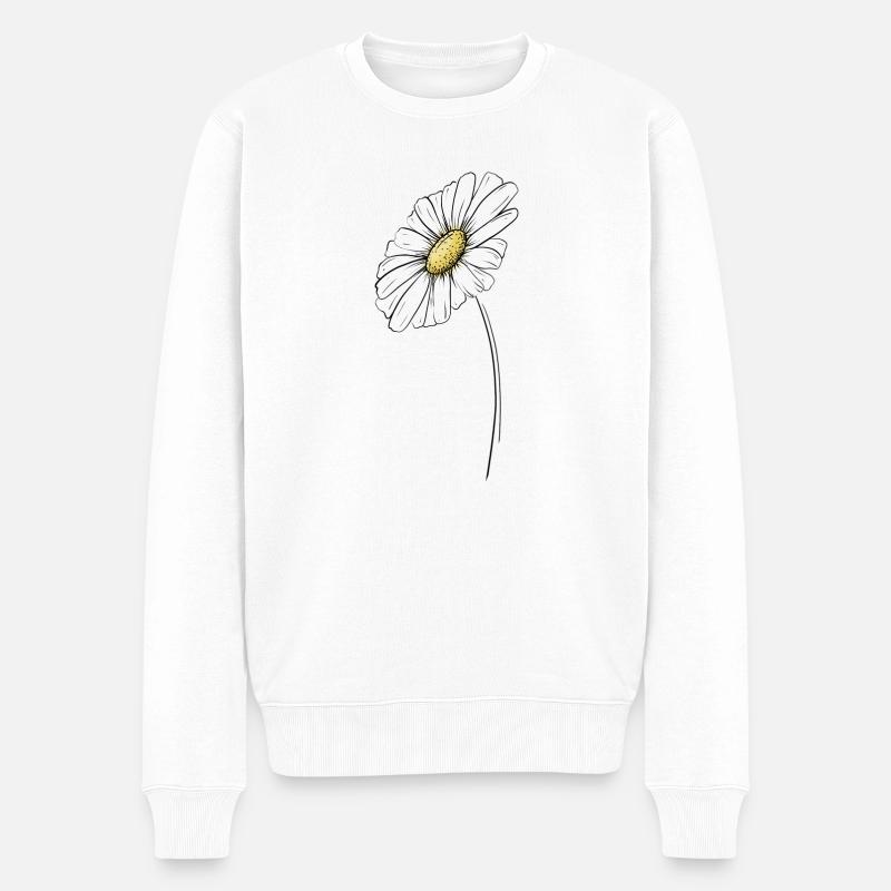 Sommerliches Gänseblümchen - Männer Premium Bio Pullover - Weiß