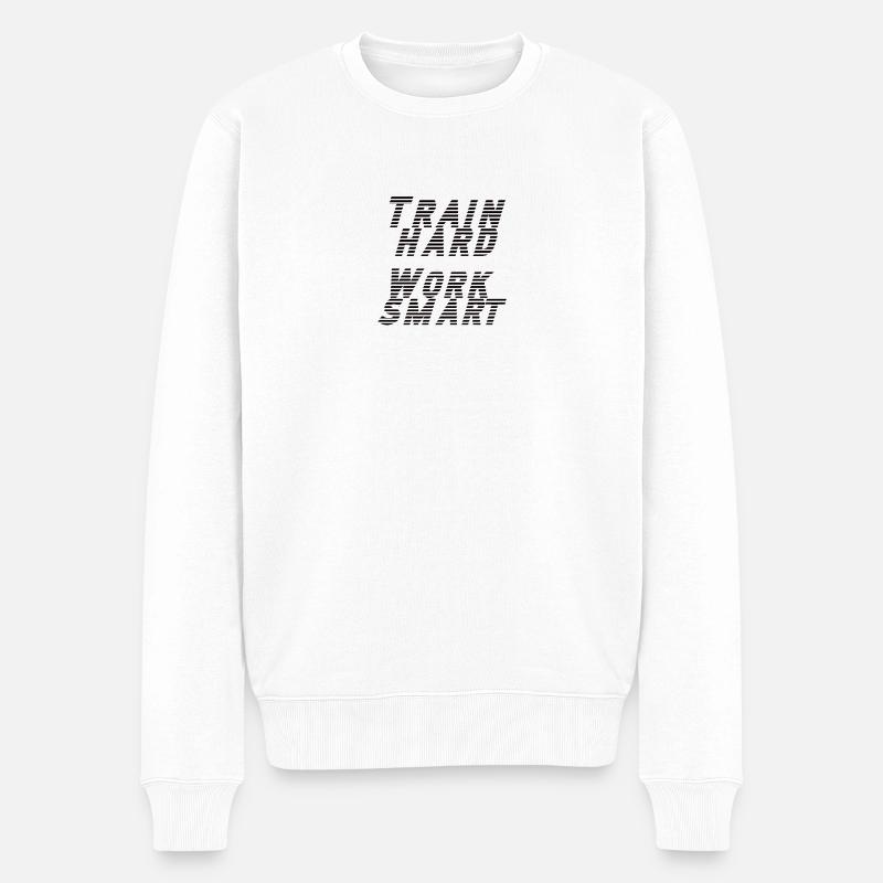 train hard - work smart - Männer Premium Bio Pullover - Weiß
