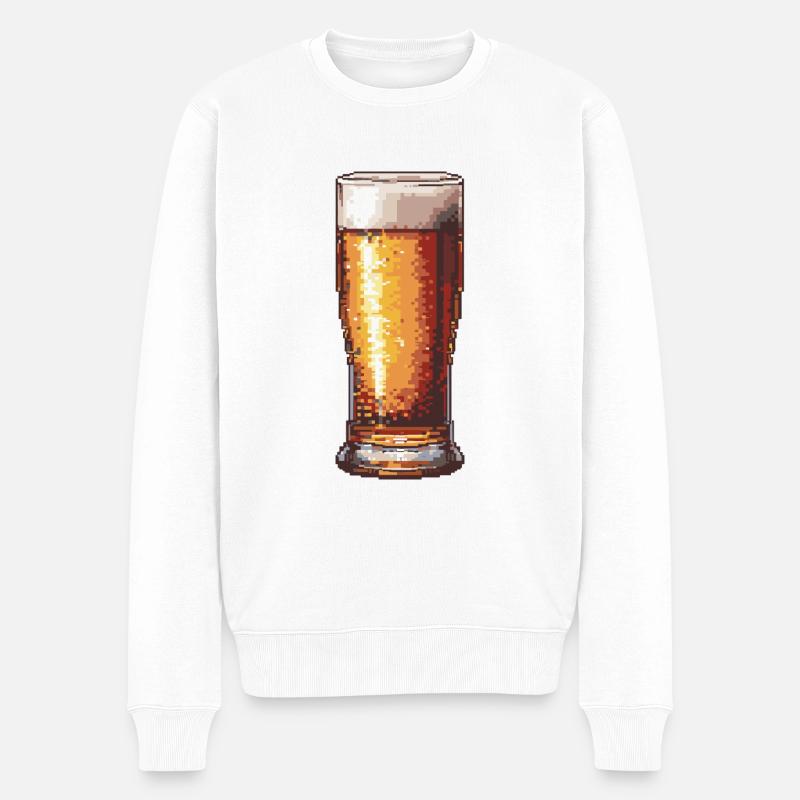 Joueur de pixels de bière - Pull Premium bio Homme - blanc