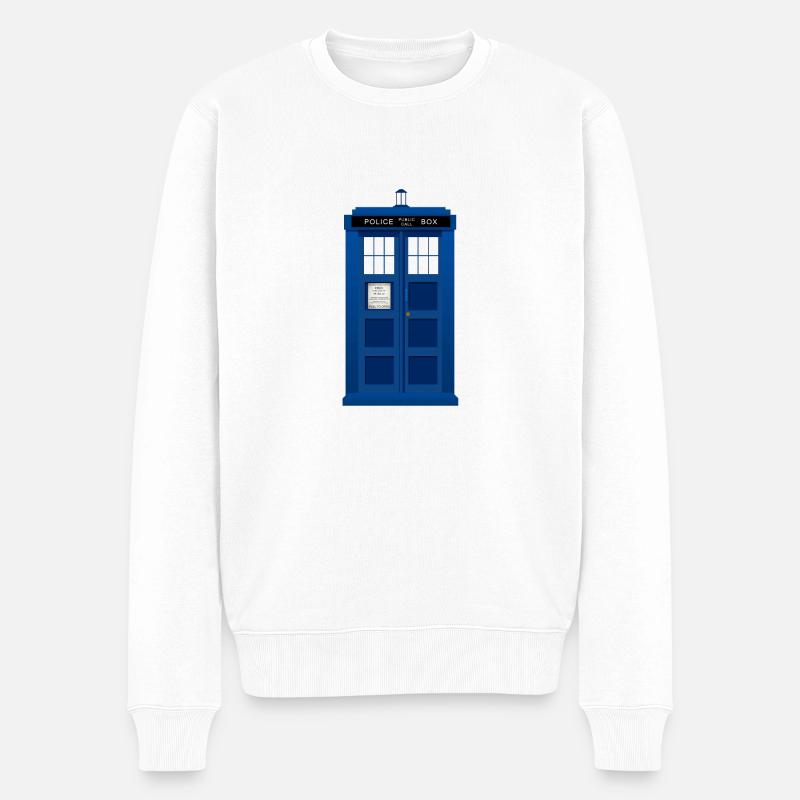 Police box tardis - Männer Premium Bio Pullover - Weiß