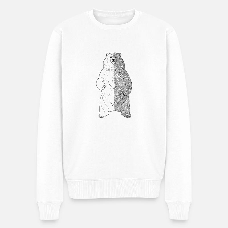 Bär - Männer Premium Bio Pullover - Weiß