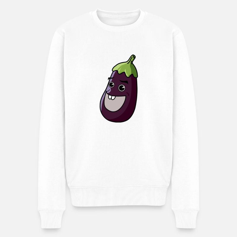 Aubergine Comic - Männer Premium Bio Pullover - Weiß
