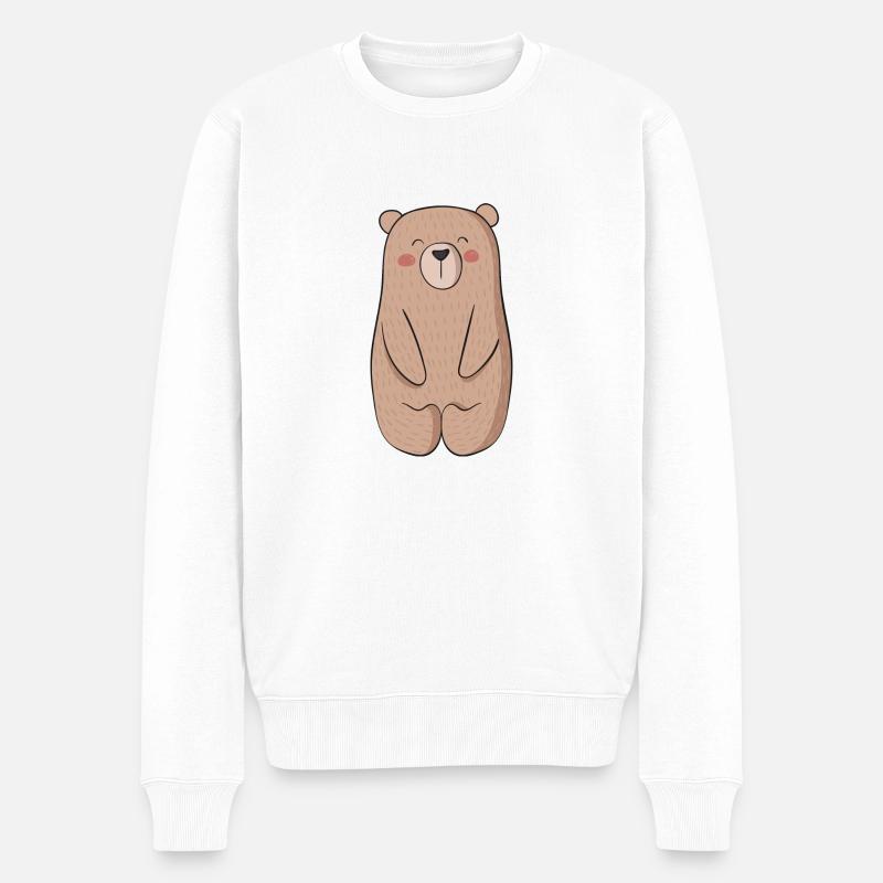 Bär Bärin Bear - Männer Premium Bio Pullover - Weiß